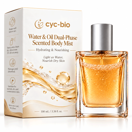 Private label dual-phase scented body mist spray, 100 mL