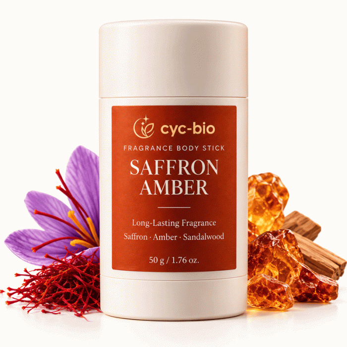 Saffron Amber Fragrance Body Stick – 50g - Image 6