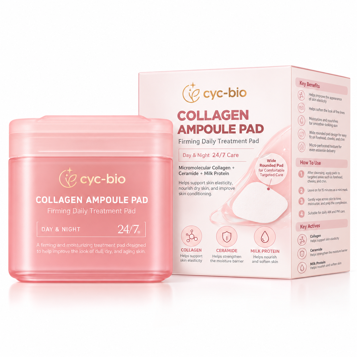 CYC015 (1) Private label collagen ampoule facial pads for hydrating skincare