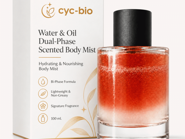Private label dual-phase water and oil scented body mist, 100 mL